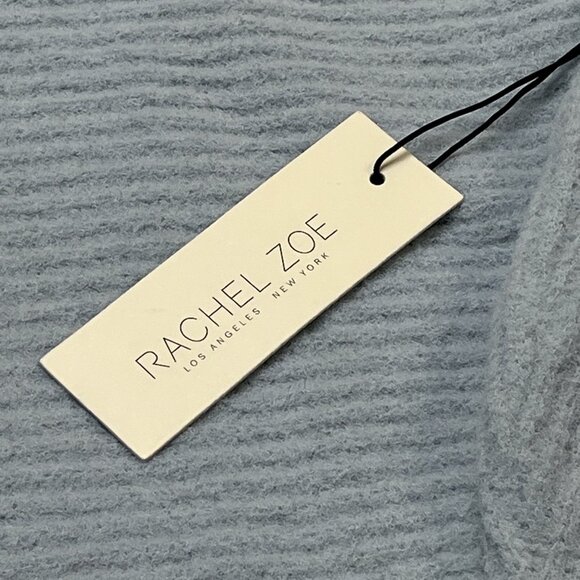 Rachel Zoe Sweater Womens M Blue Ribbed Knit Cropped Mock Neck Soft Athleisure - Picture 2 of 7